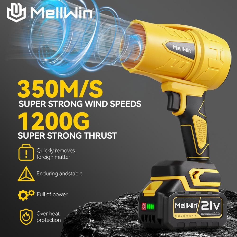 MELLWIN Borstelloze Elektrische Turbo Ventilator Blasers Jet Gewelddadige Handheld Bladblazer Stofblazer voor Makita 18V Batterijpennen