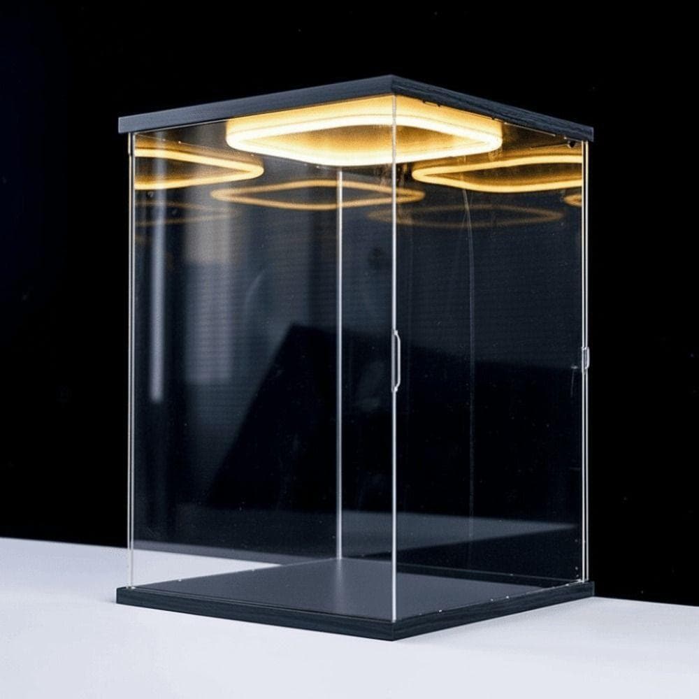 Transparante Acryl Acryl Displaykast Ring LED Verlichting Stofdichte Displaydoos Hoge Transparantie Moderne Stijl Opbergdoos