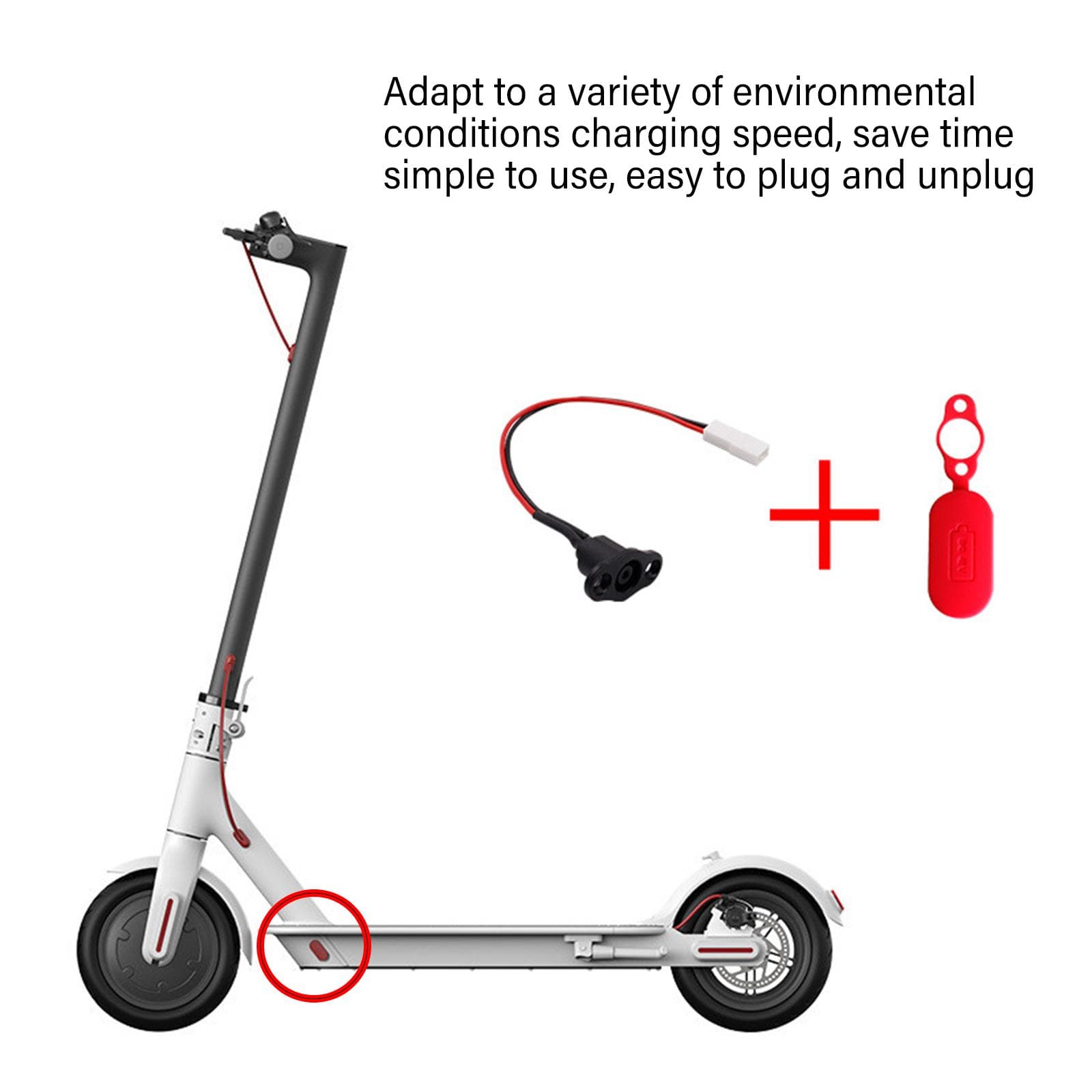 Oplaadpoortafdekking met Oplaadkabel Vervanging Elektrische Scooter Oplaadpoort Waterdichte Afdekking Scooter Accessoires