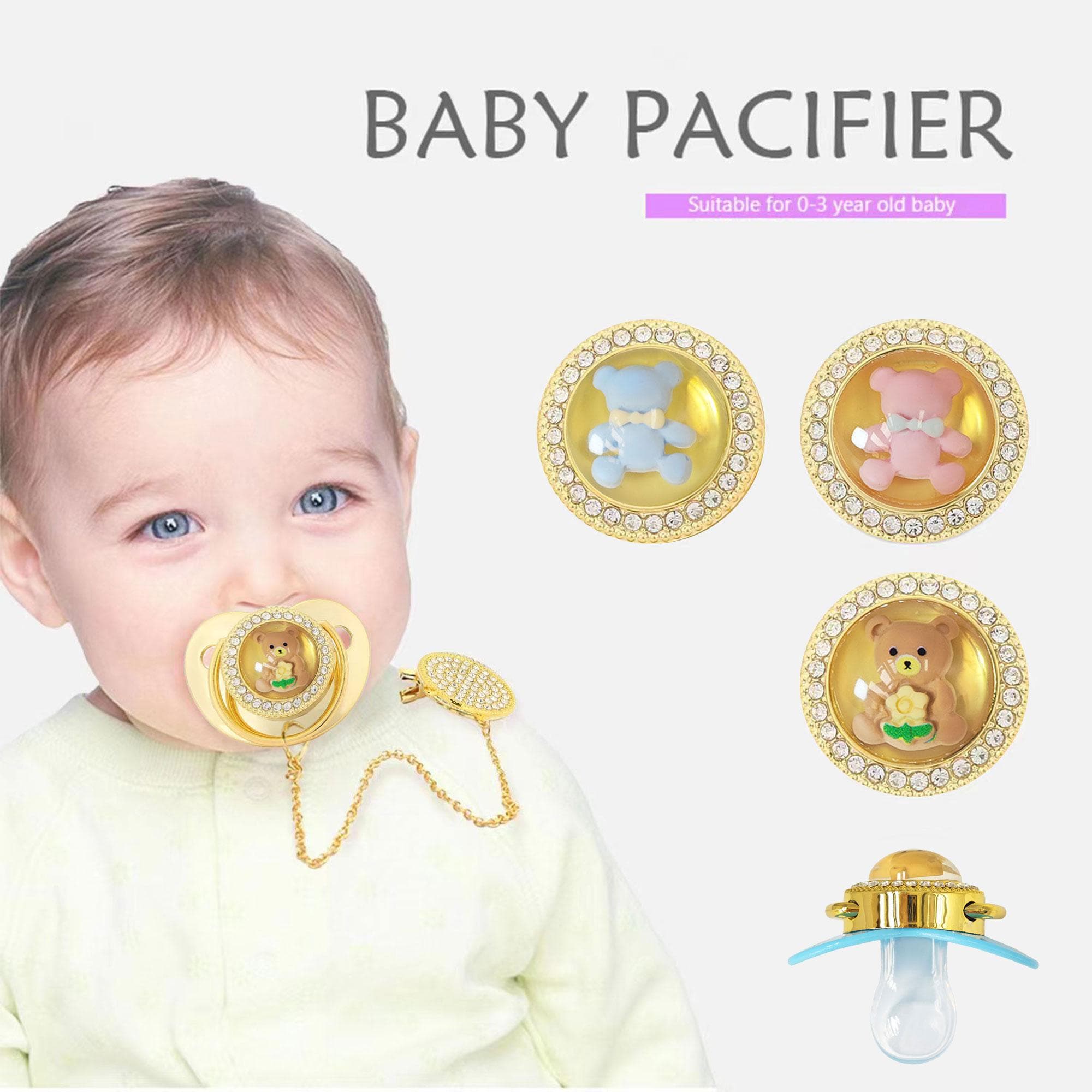 Roze Meisje Beer Edelsteen Speenkoord Beschikbaar voor 0-3 Jaar 3D Dieren Serie BPA Vrij Perfect Cadeau voor Pasgeborenen Met