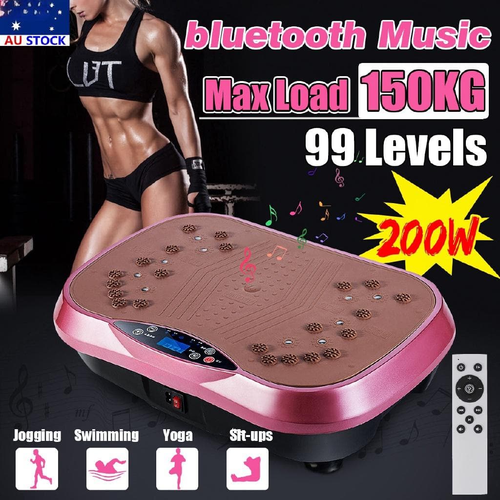 200W Oefening Fitness Vibratiemachine Trainer Plaat Platform Body Shaper Platform Machine Gewichtsverlies Schudden Workout roze