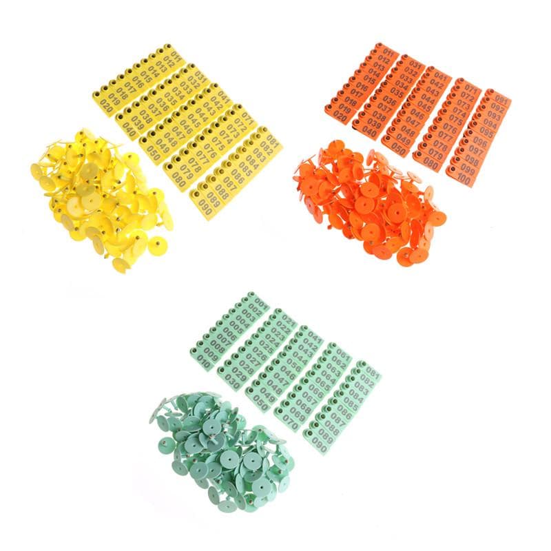 100 Stuks Geit Schaap Varken Rundvlees Plastic Vee Oormerk Nummer Tags geel