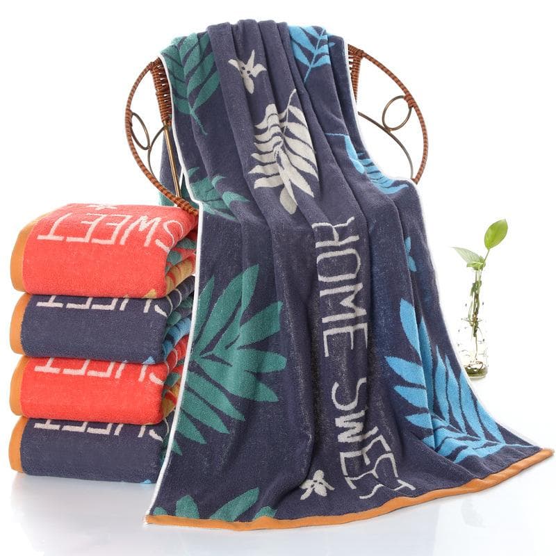 Katoenen verdikte jacquardbadhanddoek, zacht en absorberend strandlaken