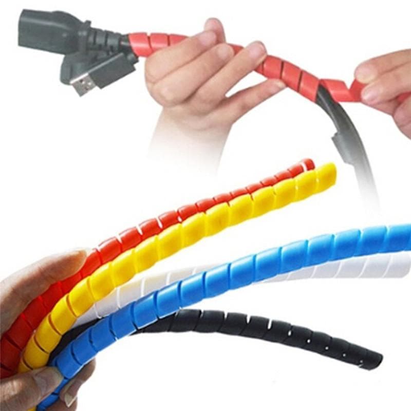 1M 10Mm/14Mm Kleurrijke Spiraal Draad Organisator Wikkelbuis Vlamvertragende Kabelmouw geel