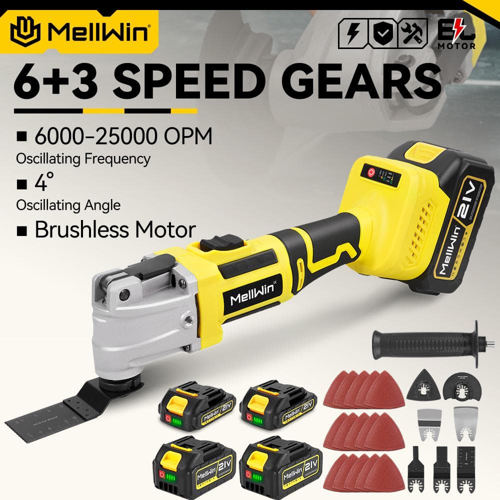 MELLWIN Borstelloze Oscillator Multifunctioneel Gereedschap Renovator Elektrische Zaag Trimmer Snijden Houtbewerkingsmachine Voor 21V 18V Accu
