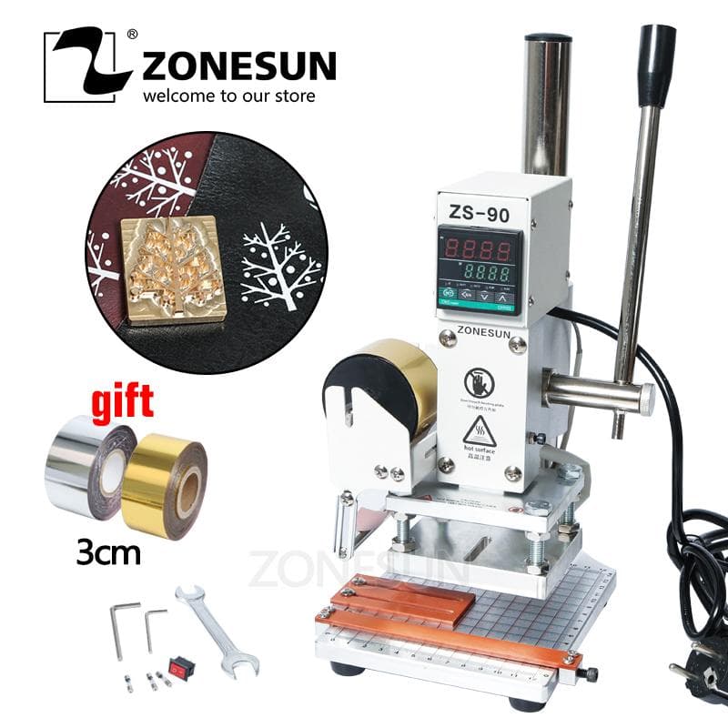 ZONESUN ZS-90 Hete Folie Stempelmachine Voor PVC Kaart Leer Papier