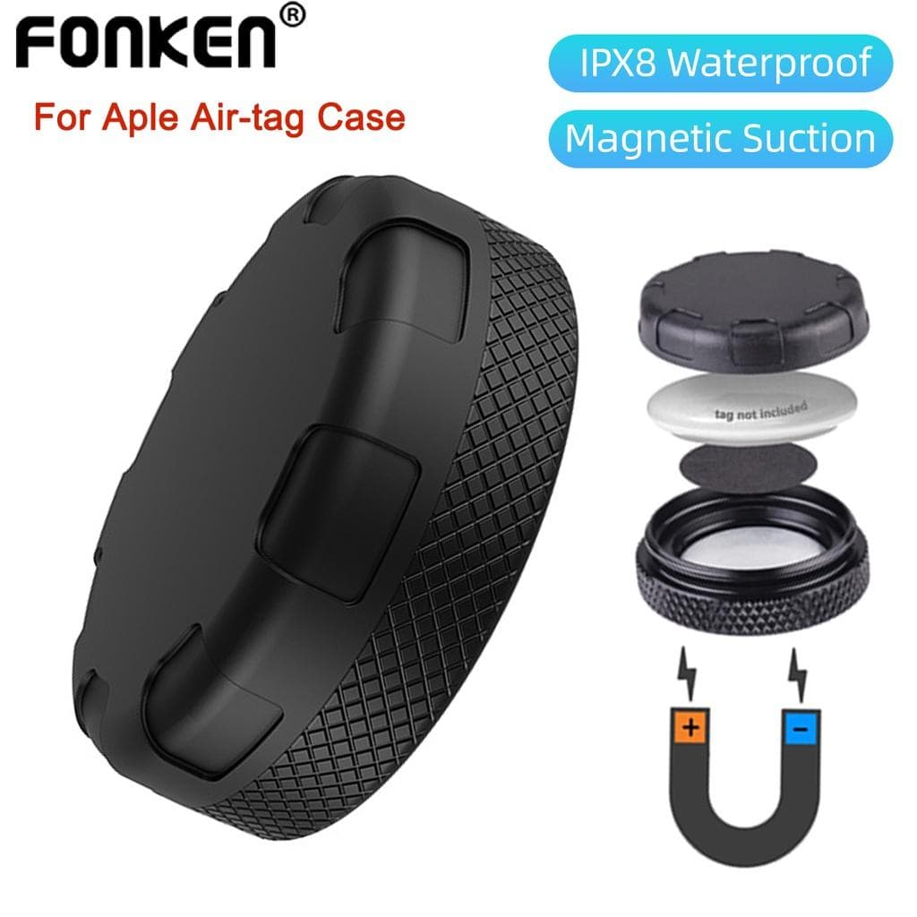 Fonken Magnetische Veilige Houder voor AirTag Behuizing Anti-diefstal Gps Tracker Coctor Verborgen Schokbestendige Beschermhoes voor Airtags zwart