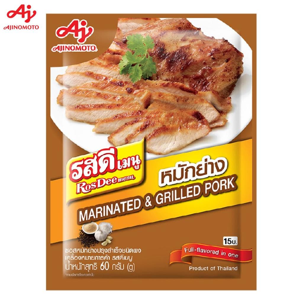 Ajinomoto RosDee-menu, gemarineerd en gegrild varkensvlees, vol van smaak in één, 60 g 1 stuk / 3 stuks / 10 stuks - Thais