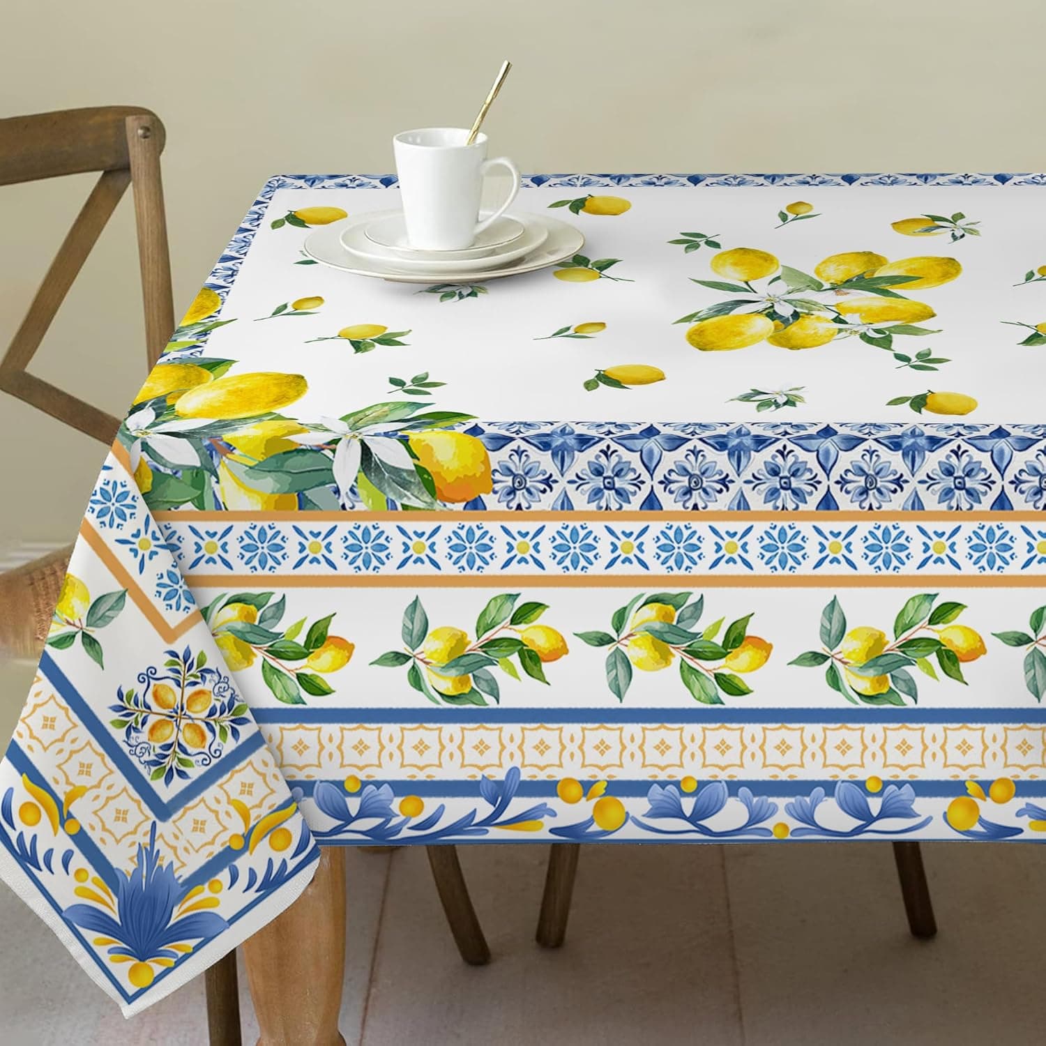 Italiaanse Zomer Citroen Rechthoek Waterdicht Tafelkleed Vakantiefeest Decor Herbruikbaar Tafelkleed Voor Tafel Eetkamer Decoraties