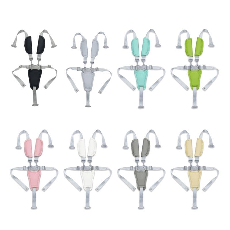 Universele 5-punts babyveiligheidsgordel Verstelbare lengte Kinderstoel Buggy Harnas Zachte PU Kruissteun Nylon Riemen beige