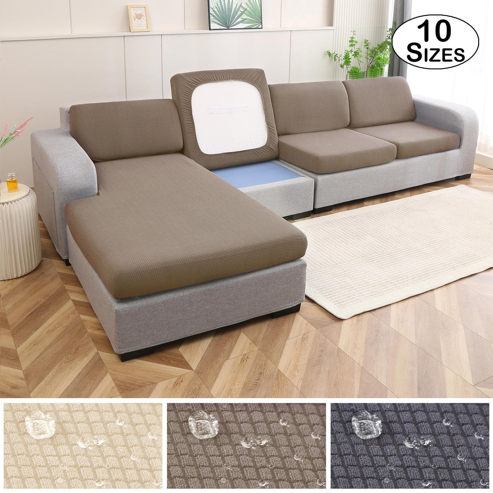 1-delige waterdichte stretch jacquard kussenhoes met ruiten Extra groot bankkussen Meubelbeschermer Bankhoes Zachte flexibiliteit wijnrode kleur