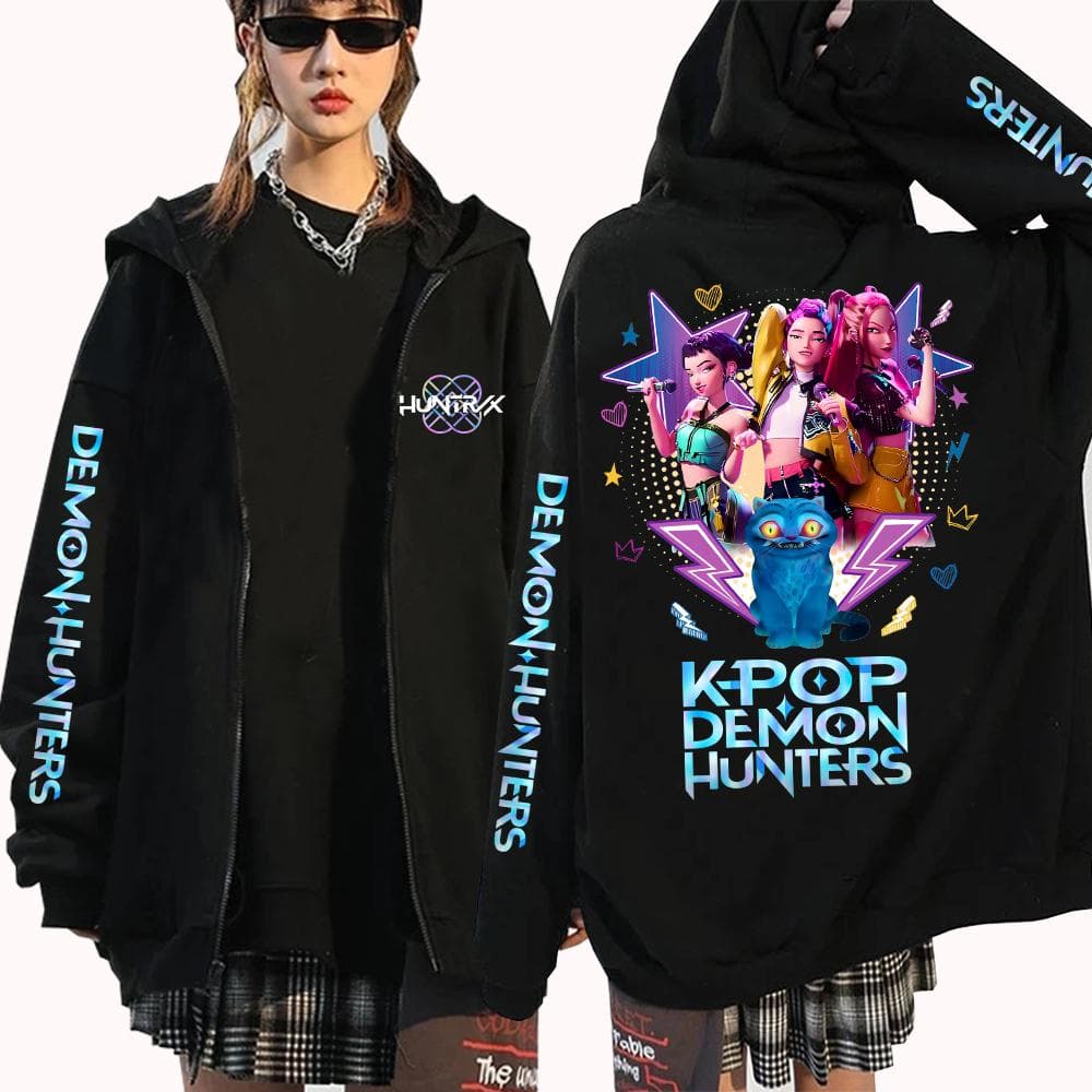 Kpop Demon Hunters Hoodie Heren Dames Harajuku Mira Rumi Zoey Huntrix Pullover Hoodie Y2k Kleding Tops cm blauw