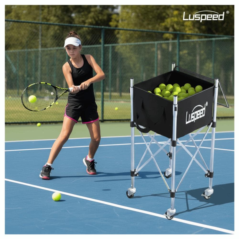 In hoogte verstelbare Tennisbal Insteekkar Roestvrij Staal Bal-laadframe Tennis Accessoires