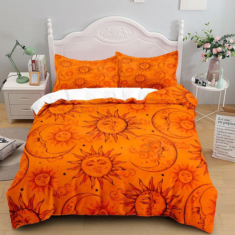 Parure de couette Céleste Vintage Soleil Lune King Queen Double Full Twin Simple Taille Parure de Lit 140x210cm