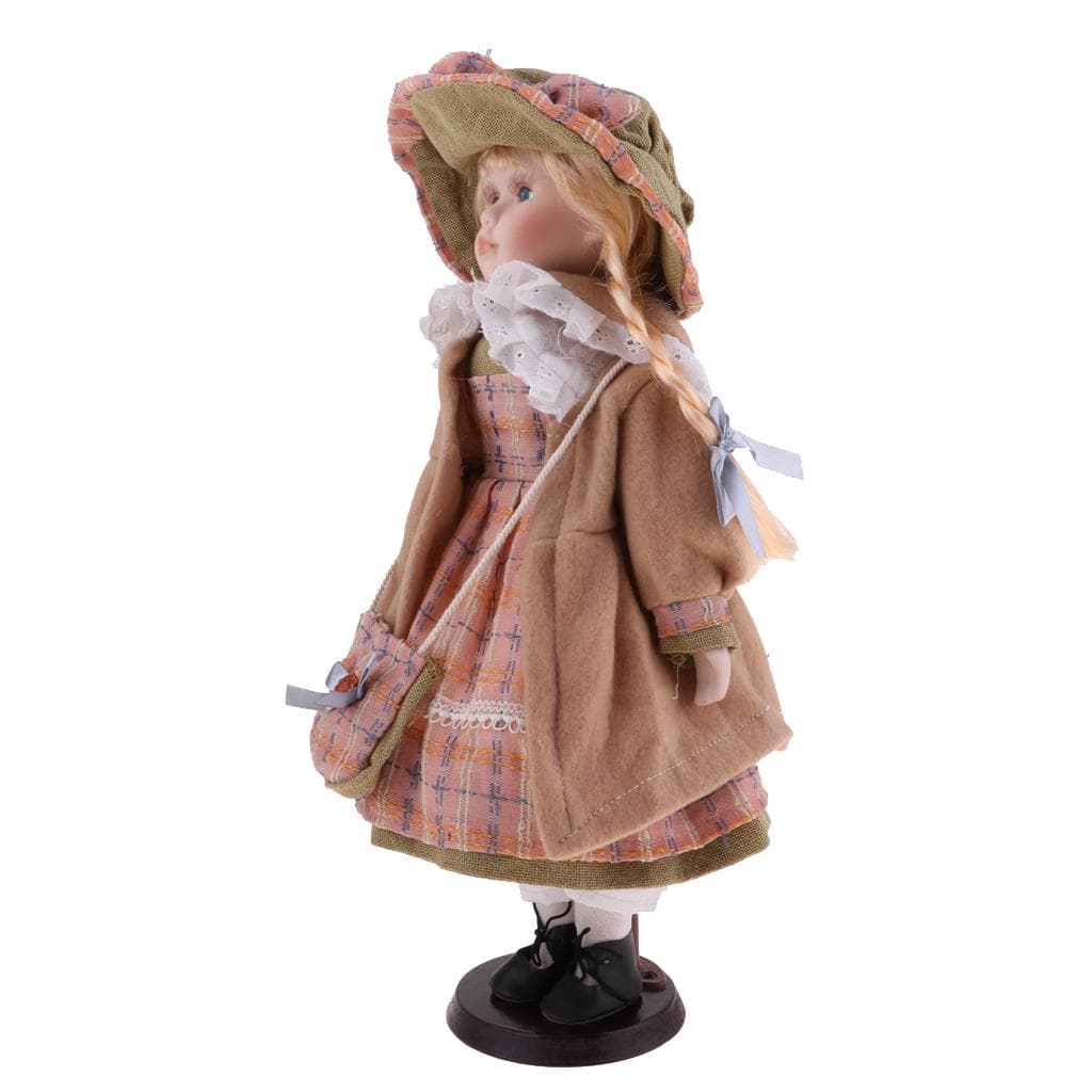 40cm Mooie Porseleinen Meisjespoppen Mensenfiguren met Kleding Geel & Roze