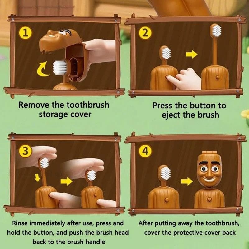 Italiaanse Brainrot Tung Tung Sahur Kinder Tandenborstel Grappig Anime Karakter Ontwerp Draagbare Reis Tanden Borstel Zachte Borstelharen voor kindere
