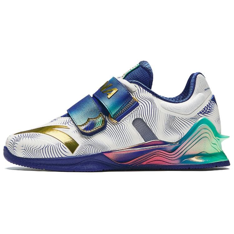 Anta Nationale Team Kleur Professionele Squat Gewichtheffen Sporten Antislip Duurzame Laag uitgesneden Trainingsschoenen Heren sneaker Wit Blauw 41244