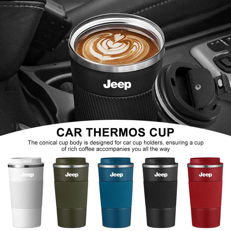 1 Stuks Auto Thermosflessen Koffiekop Reis Draagbare Geïsoleerde Flessen Voor JEEP Grand Cherokee WK WK2 KJ KK KL Commander XK Renegade rood
