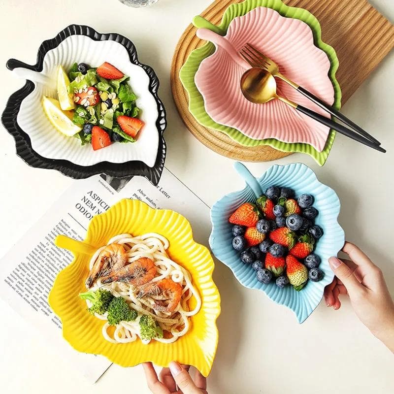 Nordic Creatief Bladvormig Servies Huishoudelijk Keramisch Ontbijtbord Fruitsalade Plaat Soepbord Diepe Plaat wit