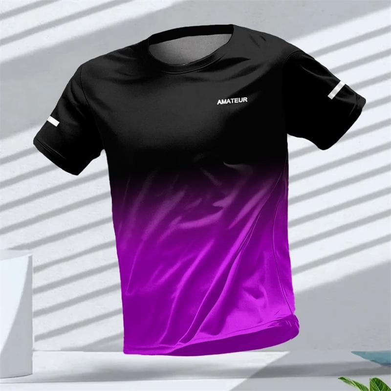 Heren T-shirt Outdoor Sporten Hardloop T-shirts Letter Kleurverloop Patroon 3D Print T-shirts Sneldrogend Korte Mouw Unisex Top cm