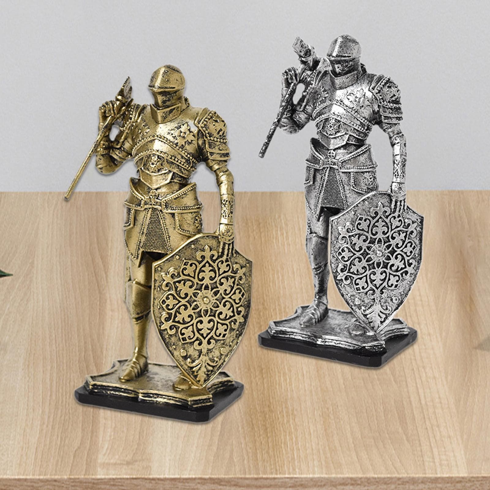 Riddersculptuur Retro Stijl Hars Sculptuur voor Entree Woonkamer Ingang zilver