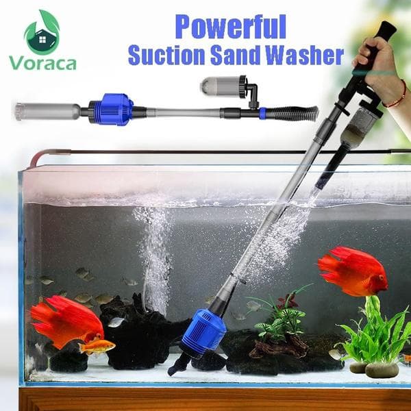 Krachtige elektrische aquariumwaterwisselaar Zandwasmachine Vacuümsifonbediende grindreiniger Aquariumreinigingsgereedschap zwart