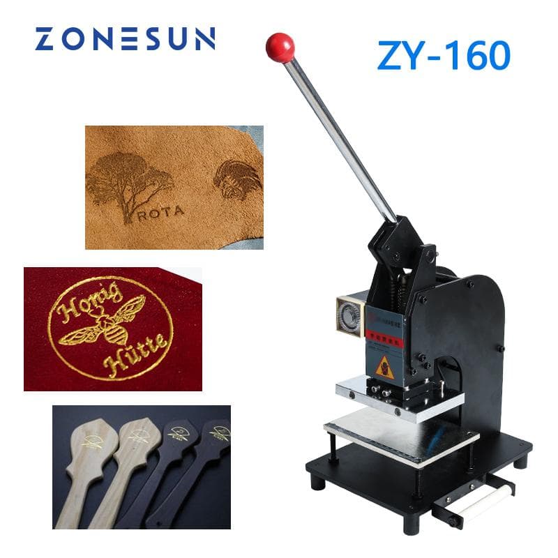 ZONESUN Handmatige Hete Folie Stempelmachine Embossing Stempelmachine Voor PVC Papier Hout Leer Portemonnee Logo Afdrukken