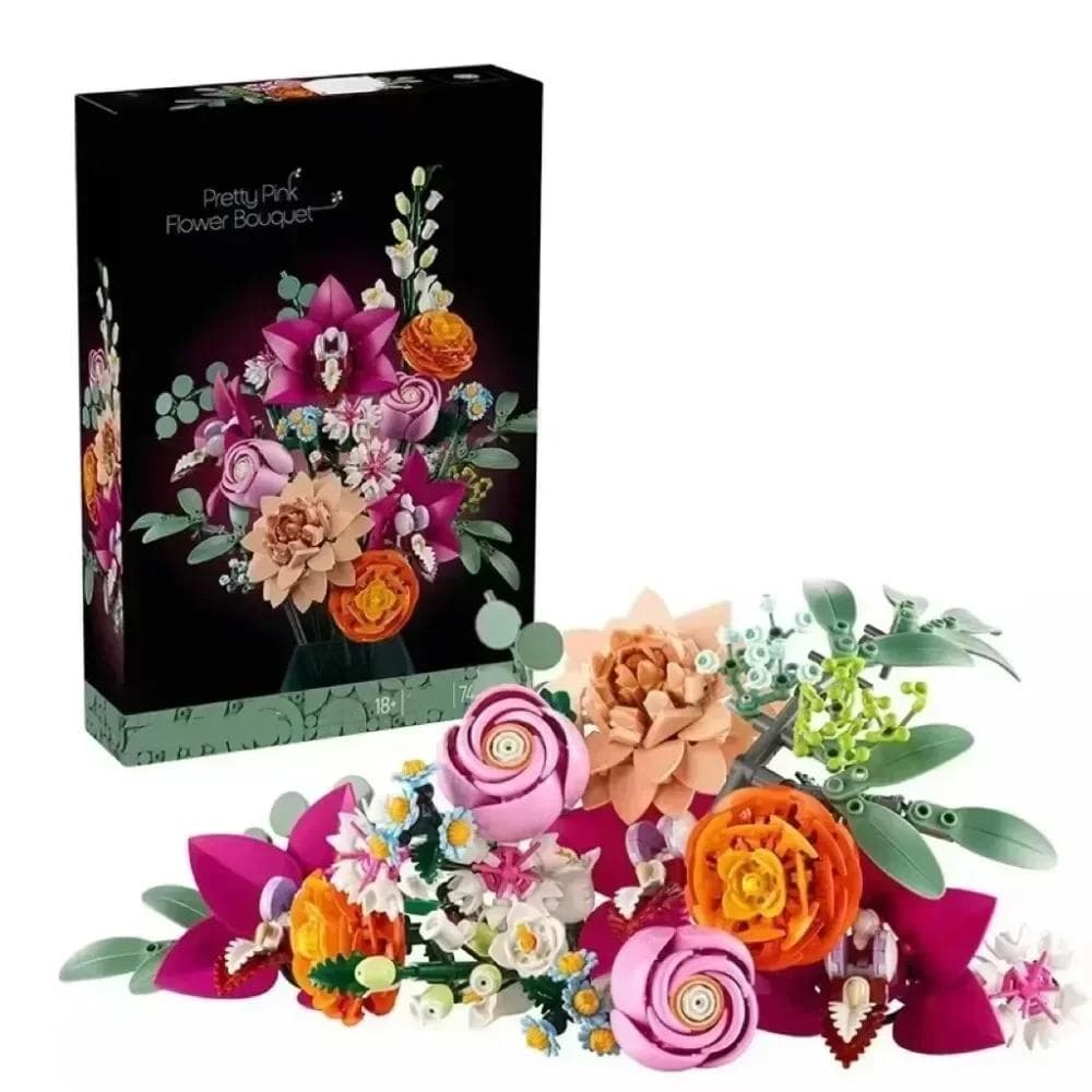 MINISO Pretty Pink Bouwstenen10342 Bloemenboeket Plant Huisdecoratie Assembleer Stenen Kinderspeelgoed Valentijnsdag Meisjes Gi