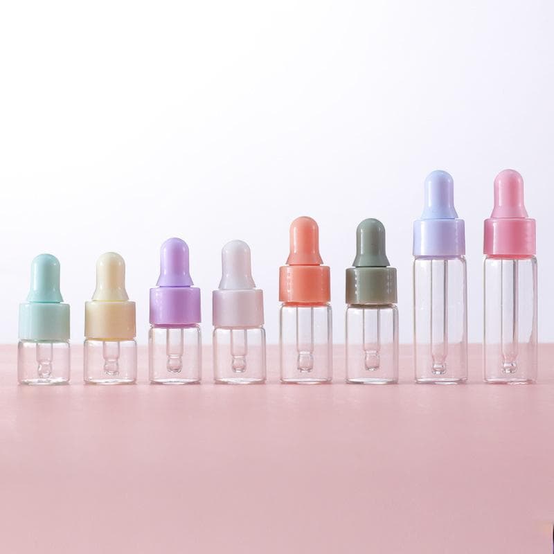 7-delige Draagbare Navulbare Mini Druppelflesjes Set 1/2/3/5ml Lege Macaron Kleur Glazen Etherische Olie Flesjes Herbruikbare Container DIY
