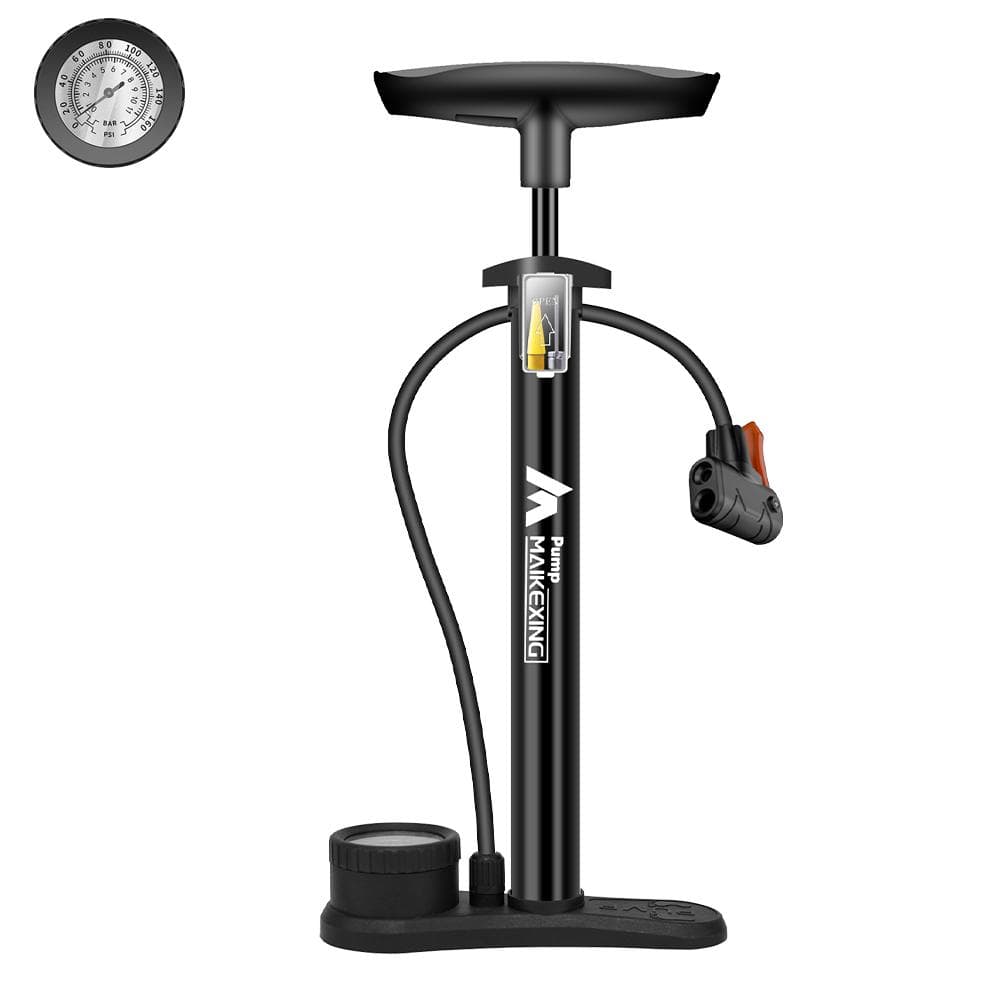 Fietspomp met manometer Multifunctionele draagbare pomp voor fietsen en auto's 160PSI met zwart