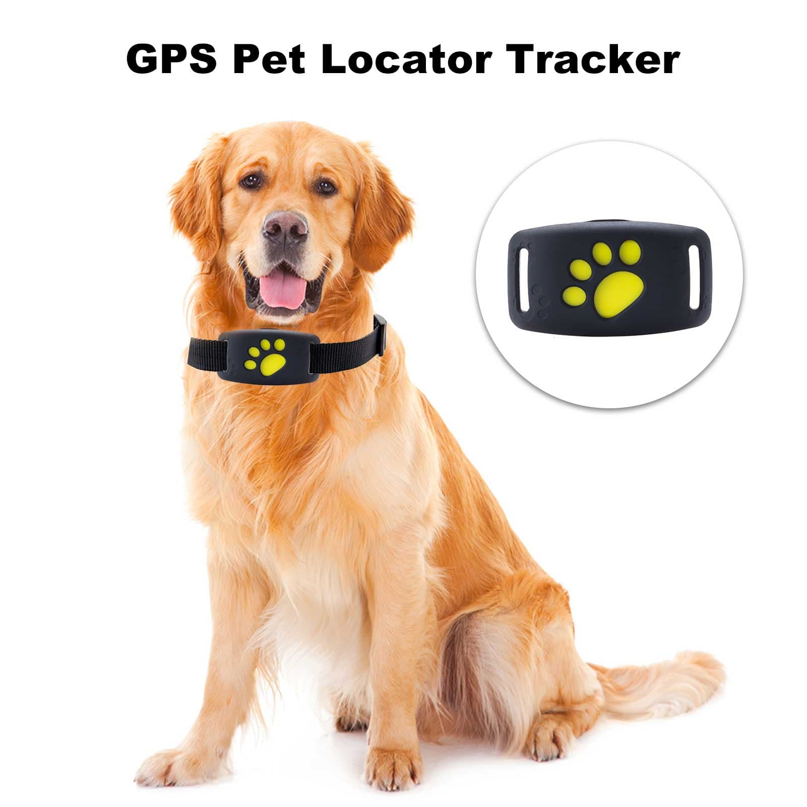 GPS-tracker voor huisdieren, anti-verliesapparaat voor huisdieren, waterdichte halsband voor hondentracking zwart