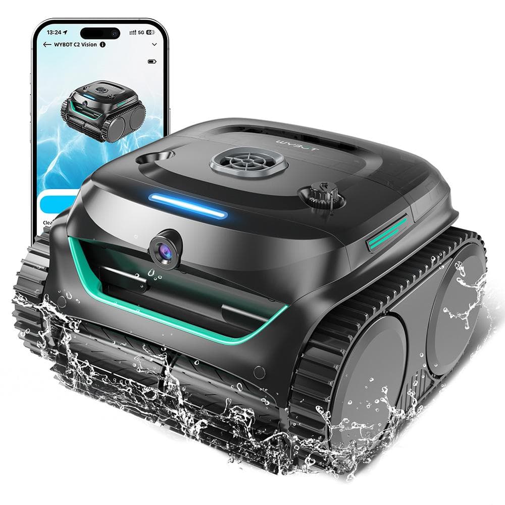 WYBOT C2 Vision Draadloze Zwembad Robotstofzuiger, uitgerust met AI-camera, 8-in-1 uitgebreide reiniging, zwart en groen. groen/zwart