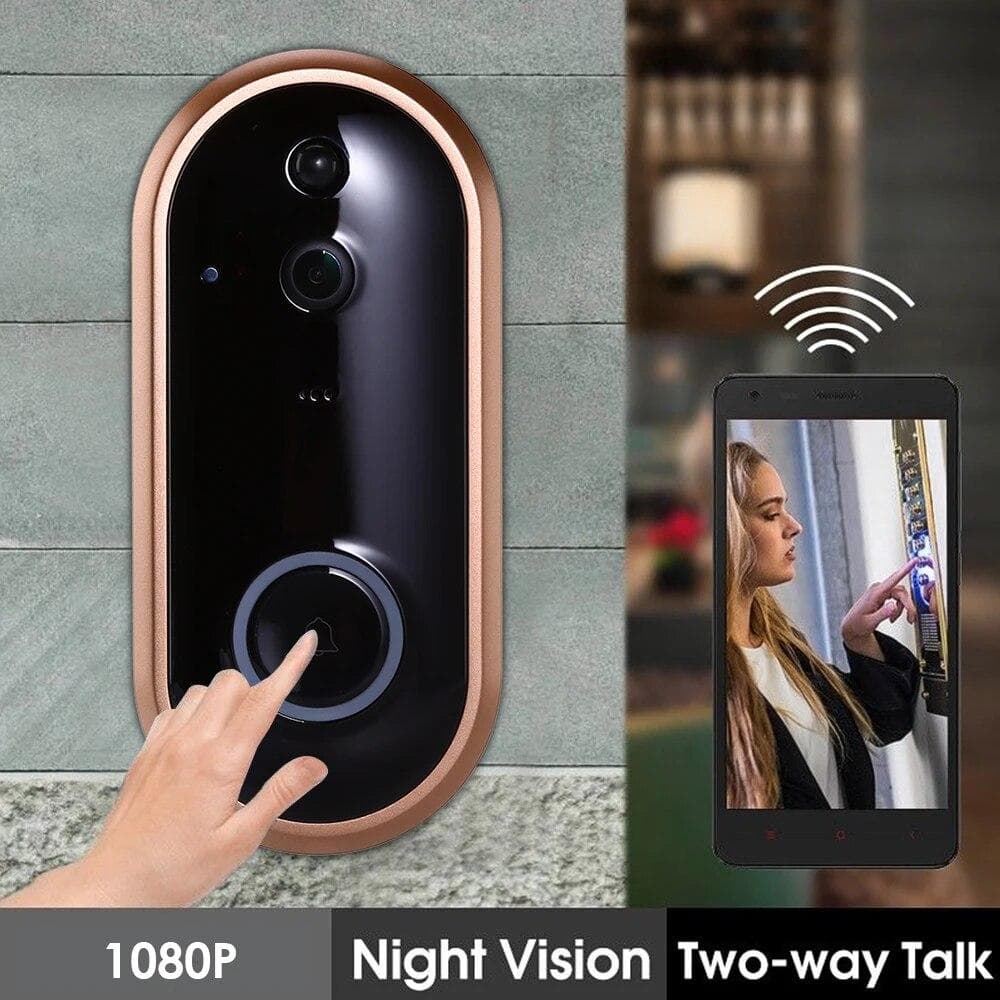 Slimme WIFI Deurbel Intercom Video Ring Deurbel Met Camera IR Toegangsdeur Alarm Draadloze Beveiliging Chime Deur Cam Alarm goud/wit