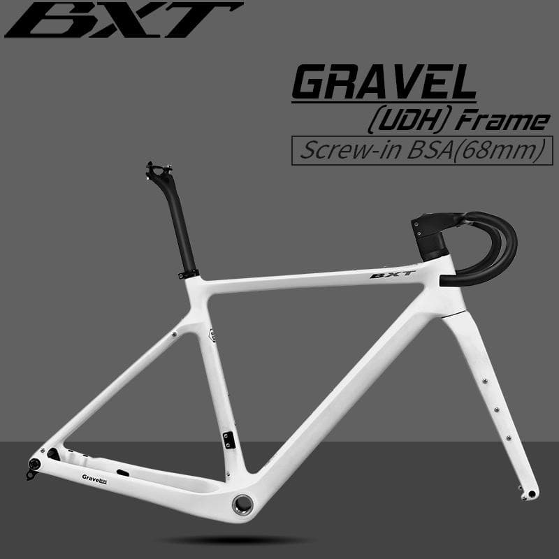 BXT T1000 Carbon Gravel Frame Schijf Gravel Fietsframe 700C/27.5er Steekas Racefietsframe Volledig Verborgen Kabel UDH Derailleurhanger oranje