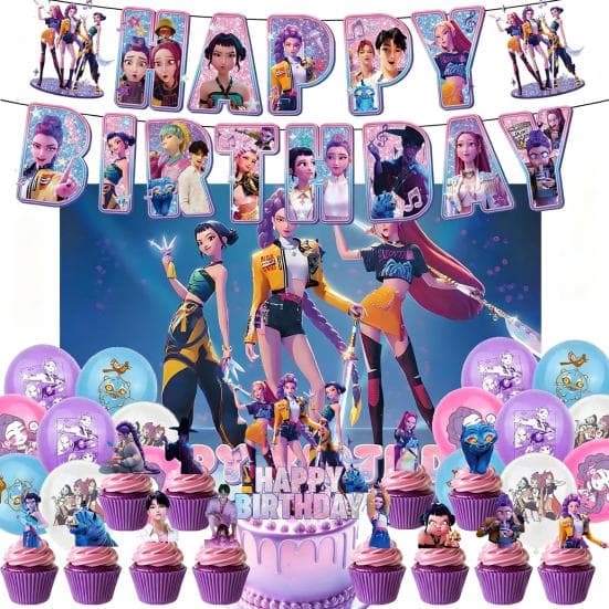 K-POP Heksenteam Verjaardagsfeest Decoratie Kit Thema Banner Ballonnen En Borden voor Muziek Dans Thema Viering Fan Meetings Klaslokaal Decor cm