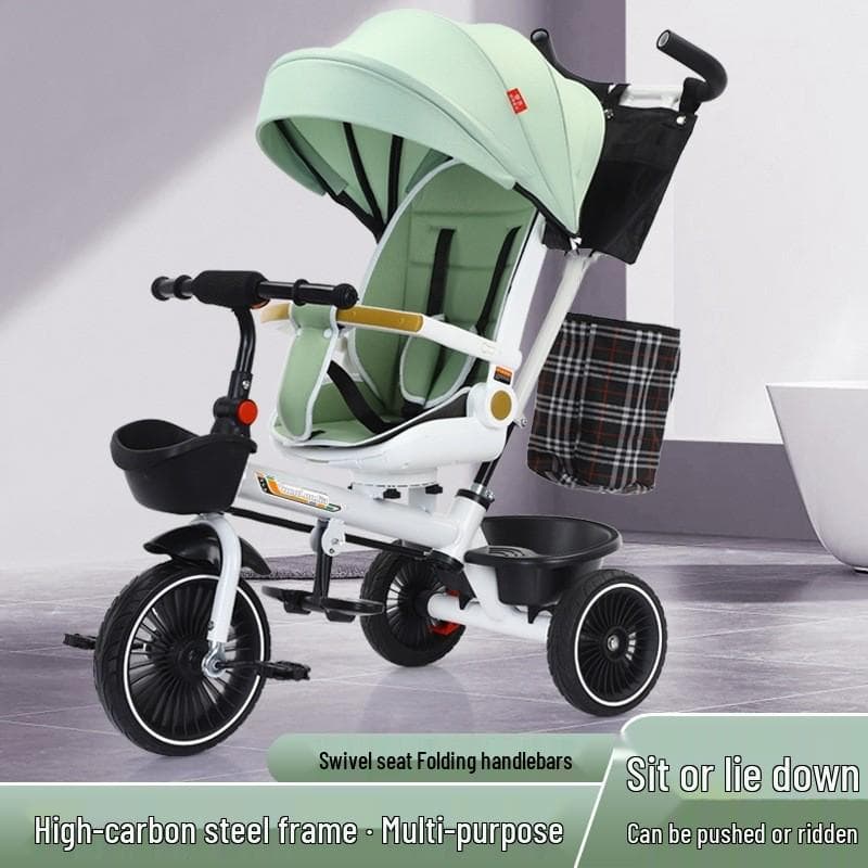 Ombouwbare Kinderdriewieler Kinderwagen met Draaibare Zitting en Verstelbare Rugleuning cm