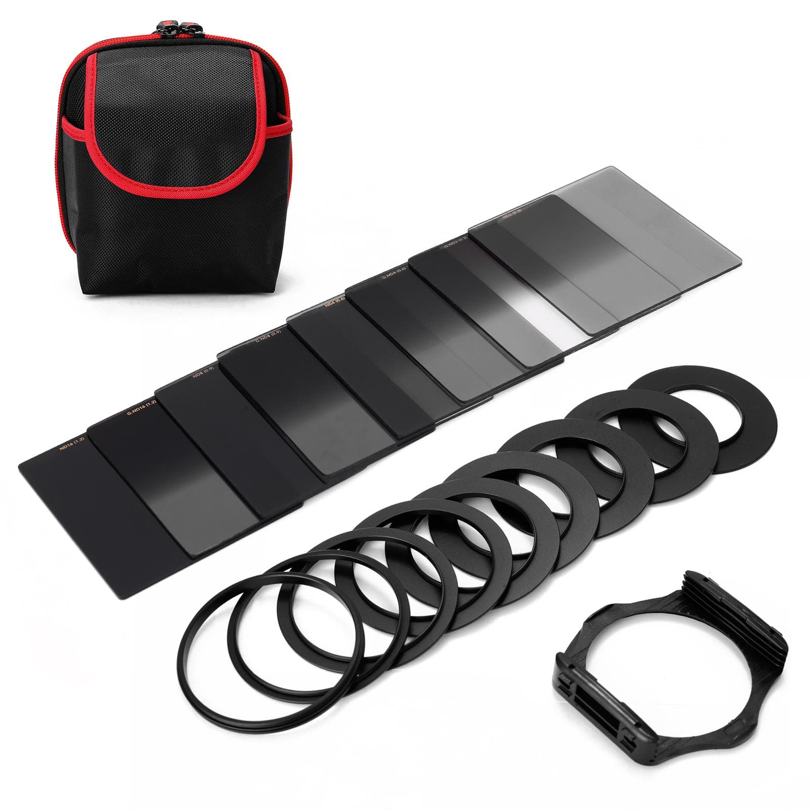 Vierkante Neutraal Dichtheidsfilter Kit ND2+4+8+16 Filterset met Ringadapter en Filterhouder Camerafotografie veelkleurig