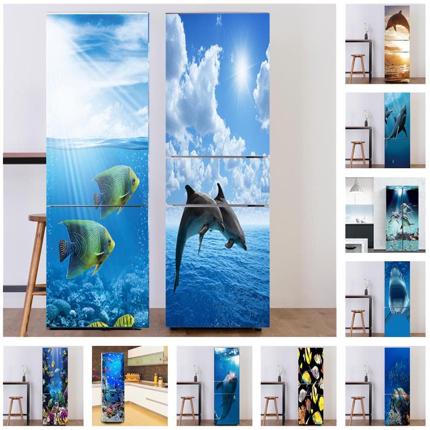 Onderwaterwereld Vis Sticker Voor Koelkastdeur Zelfklevende Waterdichte Meubeldecoratie Poster Muursticker Kinderkamer Woondecoratie