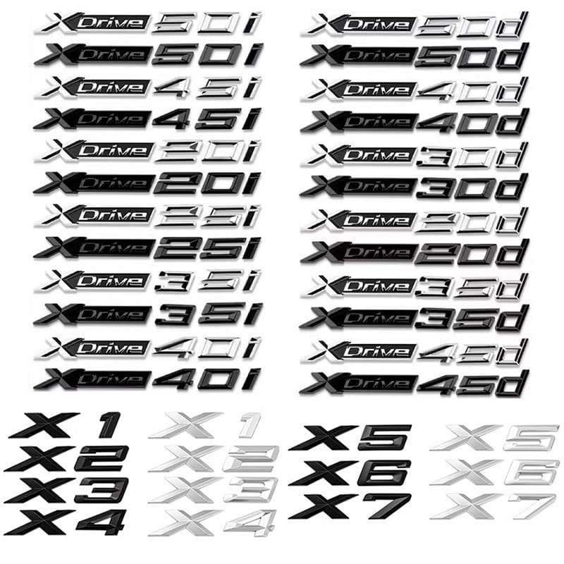 3D Xdrive 20d 30d 35d 40d 50d 20i 25i 30i Auto Spatbord Embleem Kofferbak Badge Sticker Voor X1 X3 X4 X5 X6 X7 Logo Accessoires zwart