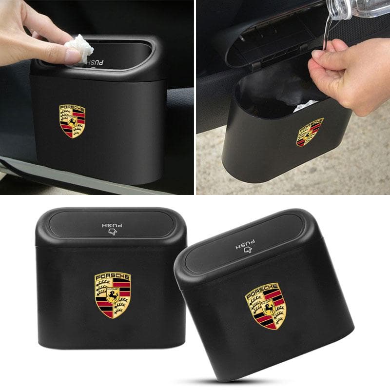 Auto Voertuig Koffer Opbergdoos Zwart ABS Vierkant Drukken Prullenbak Voor Porsche Boxster Cayenne Panamera Macan Cayman 911 918 996 917 991