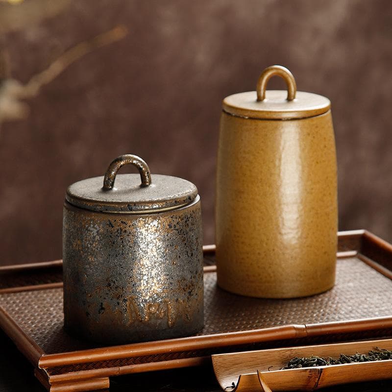 Grove Aardewerk Thee Pot Keramische Thee Container Snoep Verzegelde Bewaarpot Retro Thee Zak Opbergdoos Woonkamer Decoratie Ornamenten