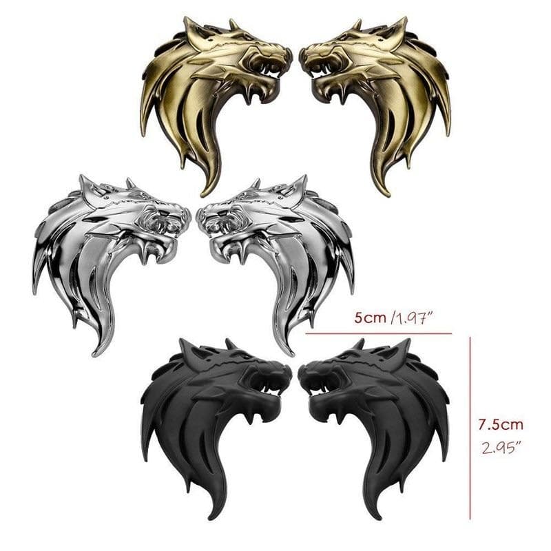 2 stuks 3D Autostickers Cool WOLF Logo Autostyling Metalen wolf Badge Embleem zijkant Staartsticker Motorfiets Auto Accessoires Automobiel