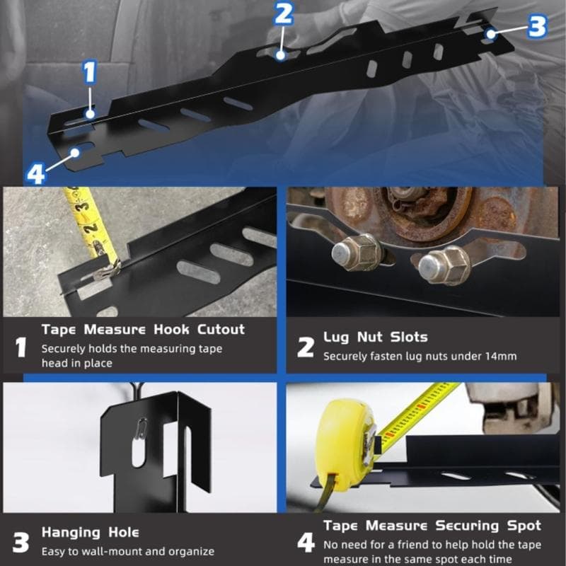 Wieluitlijning Meetinstrument Spooruitlijningsgereedschap Plaat Wieluitlijningsgereedschap met 2 stuks 5m Meetlint Auto Reparatiegereedschap zwart