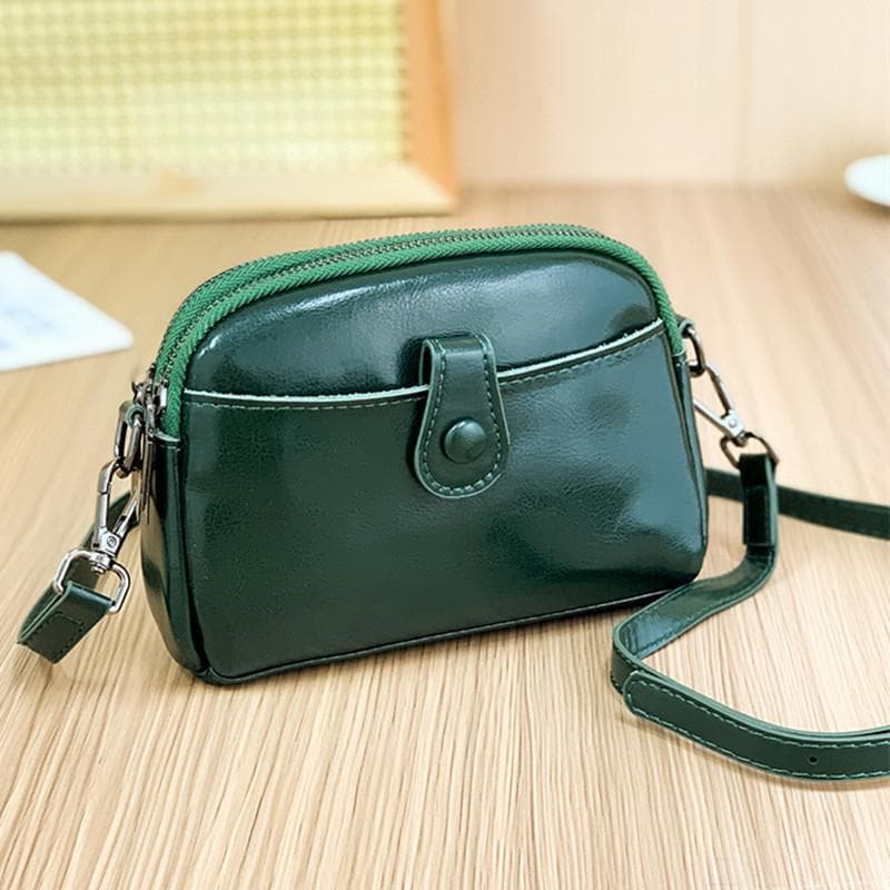 Echt Leer Messenger Bag voor Vrouwen Kleine Portemonnee voor Telefoon 3 Lagen Wax Olie Koeienleer Luxe Designer Dames Tassen