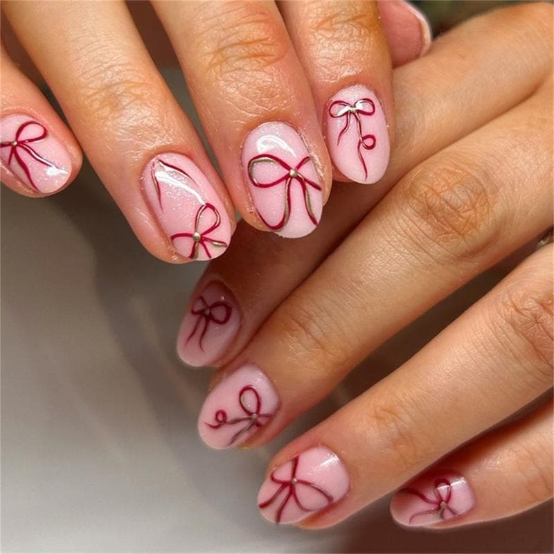 24 Stuks Valentijn Nepnagels Amandel Press-on Nagels Acryl Nagels Volledige Dekking Kunstnagels Plaknagels Nagellak Kunstnagels