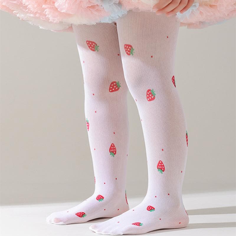 Kinderen Meisjes Panty's Mode Kousen Print Aardbei Dunne Zachte Panty's Voor Kinderen Meisjes Zomer Mesh Tight 3-12 Jaar cm
