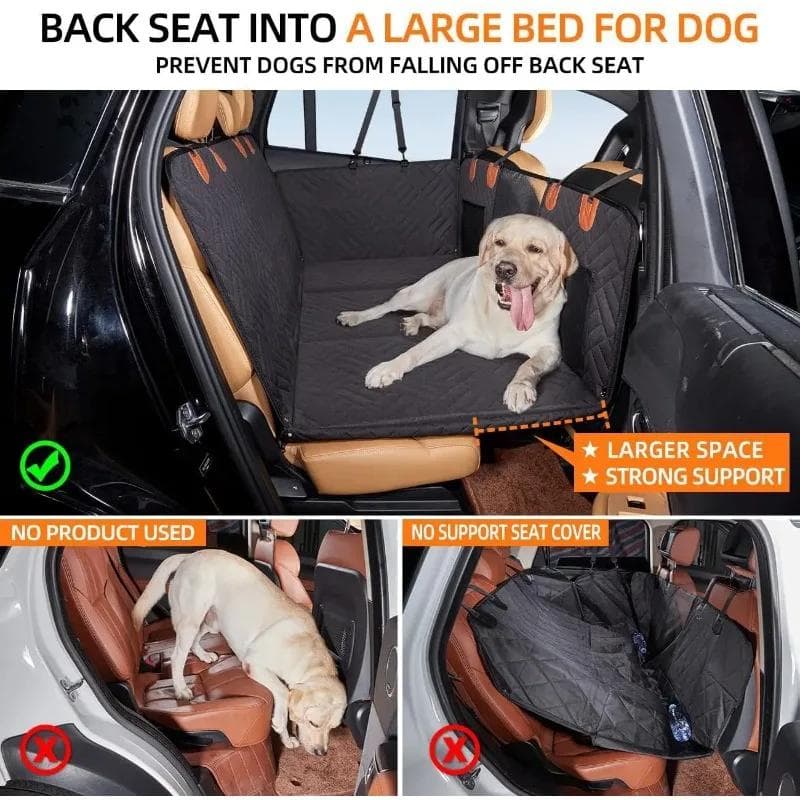 Verlengde Hond Autostoelhoes Hond Kat Achterbankhoes Waterdicht Huisdier Kussen Stoelhoes voor Auto SUV Vrachtwagen Hondendeken Zomer Reizen zwart