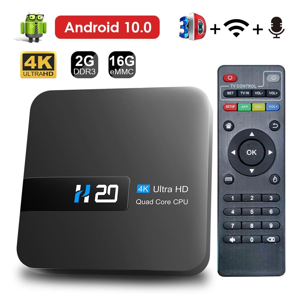 H20 Smart Android TV Box Android 10.0 2GB 16GB 4K HD H.265 Media Player TV Box Android 3D Play Store Zeer snelle 1080P Set Top Box
