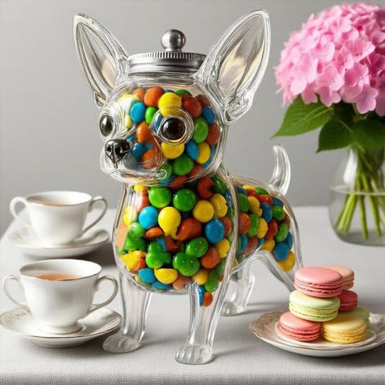 Huisdier Snoep Pot Herbruikbare Hond Vorm Glas Luchtdichte Huisdierenvoeding Opbergcontainer Chihuahua/Franse Bulldog/Teckel Snoep Snack Houder met De