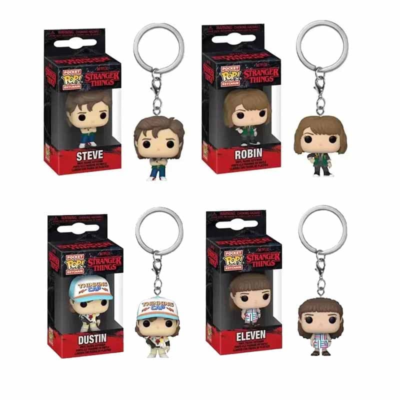 Funko Pop Pocket Pop Sleutelhanger Stranger Things Eleven Robin Barb Steve Dustin Sleutelhanger Ketting Model Speelgoed Volwassenen Kinderen Cadeau Sp